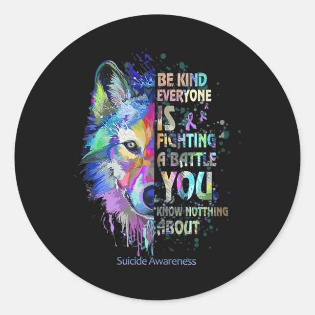 Adesivo Redondo Sensibilização Suicida Seja gentil Todos Estão Lut (Frente)