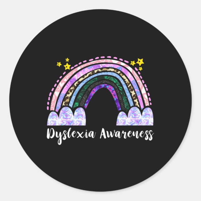 Adesivo Redondo Sensibilização Terapêutica Disléxica Arco-Íris (Frente)