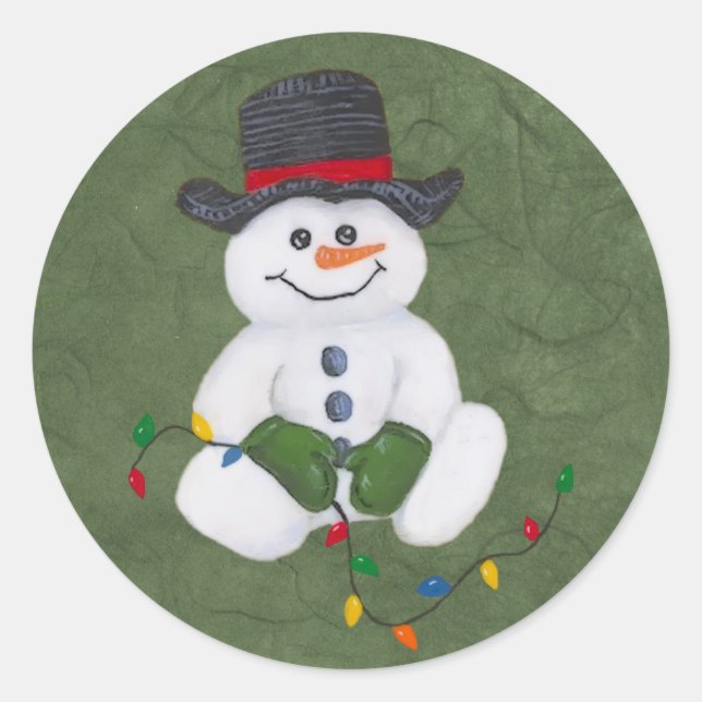 Adesivo Redondo Sentado Snowman Sticker (Frente)