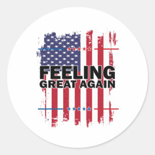 Adesivo Redondo Sentindo Excelente Novamente Trump 2024 American U