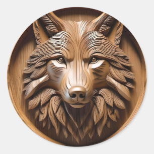 Adesivo Redondo Sentinela Silvestre: A Impressão Majestosa do Lobo