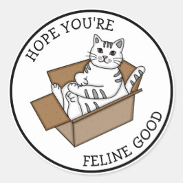 Adesivo Redondo Sentir-se bem | Bem-vindo | Gato branco