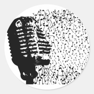 Adesivo Redondo Separação De abstrato Mic Em Notas Musicais
