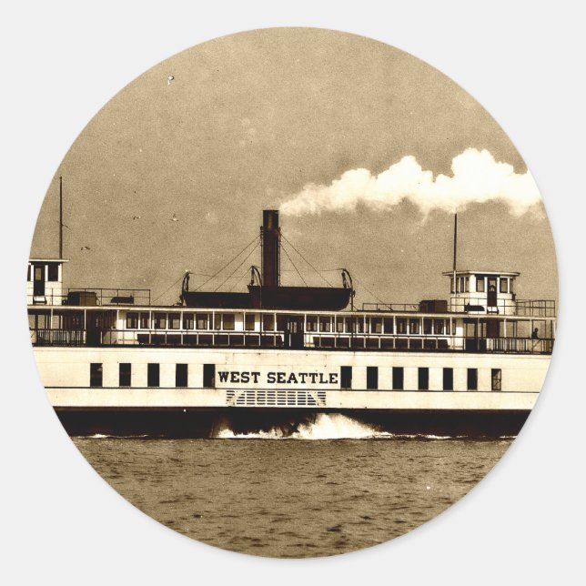Adesivo Redondo Sepia Steamboat Ferry (Frente)