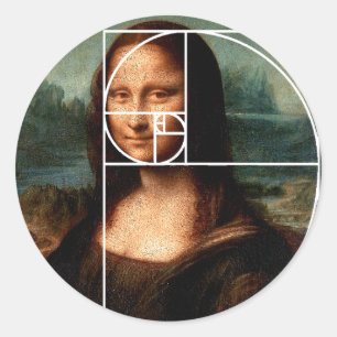 Adesivo Redondo Sequência Fibonacci Leonardo da Vinci Mona Lisa
