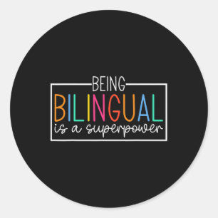 Adesivo Redondo Ser Bilingue é um Superpoder Diversão de Volta às