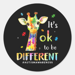 Adesivo Redondo Ser Diferente Girafa Fofa Animal Autismo