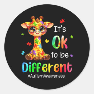 Adesivo Redondo Ser Diferente Girafa Fofa Animal Autismo