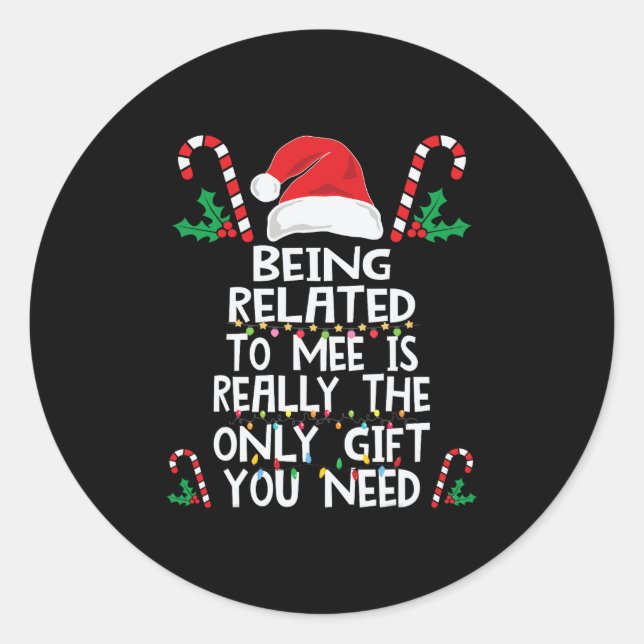 Adesivo Redondo ser parente de mim família de natal pajama xmas h (Frente)