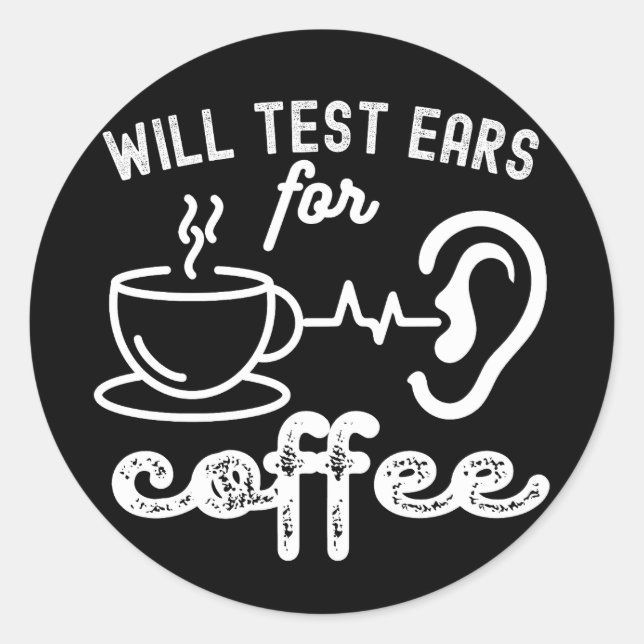 Adesivo Redondo Serão testadas orelhas para café, audiologia (Frente)