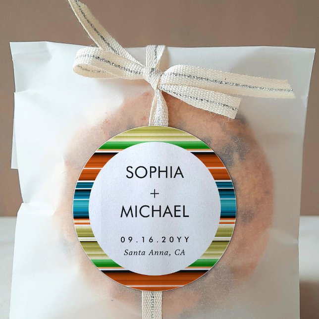 Adesivo Redondo Serape Summer | Casamento mínimo (Criador carregado)