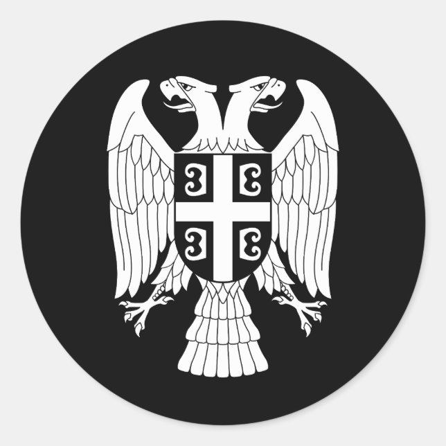 Adesivo Redondo Serbia coat of arms, double-headed white eagle (Frente)