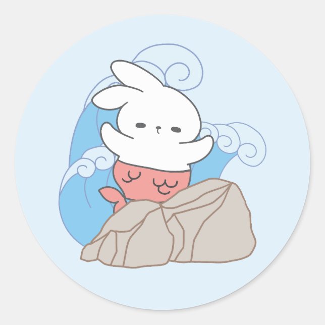Adesivo Redondo Sereia Bunny Acomoda Uma Abertura De Verão (Frente)
