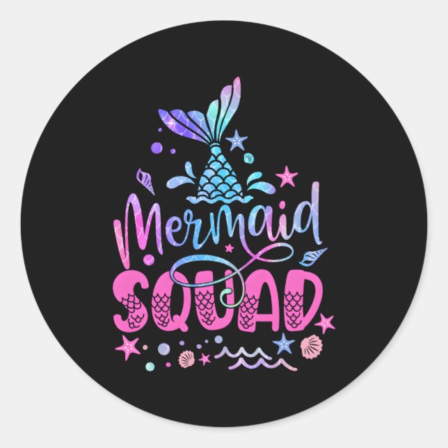 Adesivo Redondo Sereia Da Cauda Da Sereia Da Família (Frente)