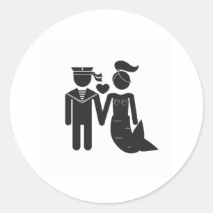 Adesivo Redondo Sereia e velejadora