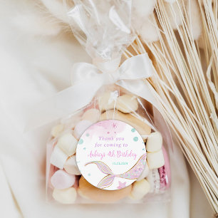 Adesivo Redondo Sereia, Festa de Piscina de Aniversário Sob O Mar