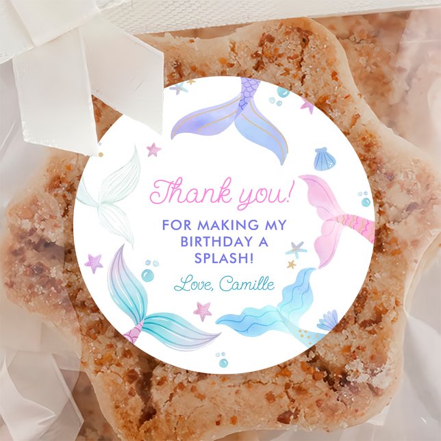 Adesivo Redondo Sereia Menina 4ª Festa de Aniversário (Criador carregado)