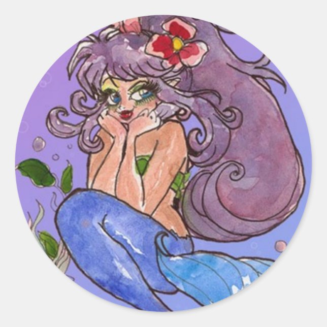 Adesivo Redondo Sereia no Blue Sticker (Frente)