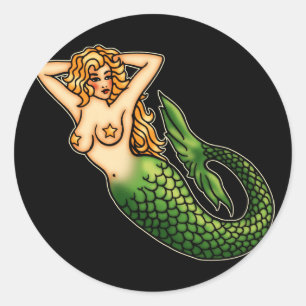 Adesivo Redondo Sereia retro