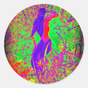 Adesivo Redondo sereia roxa retro groovy do hippie