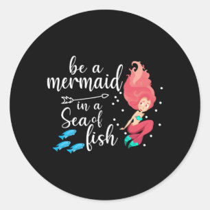 Adesivo Redondo Sereia Sereia Sereia Garota Engraçada Aniversári