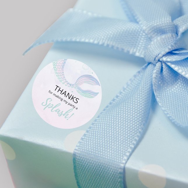 Adesivo Redondo Sereia sob a Festa do Mar Obrigado (Criador carregado)