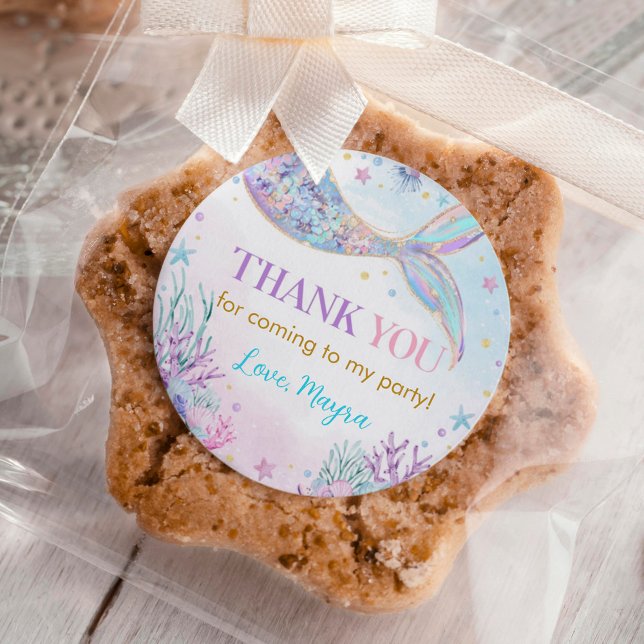 Adesivo Redondo Sereia Sob O Aniversário Do Mar (Criador carregado)