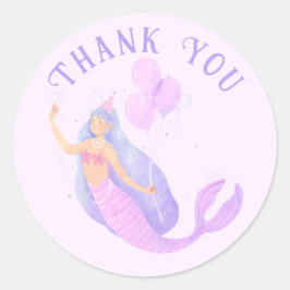 Adesivo Redondo Sereia Sob O Favor Da Idade Da Menina De Aniversár