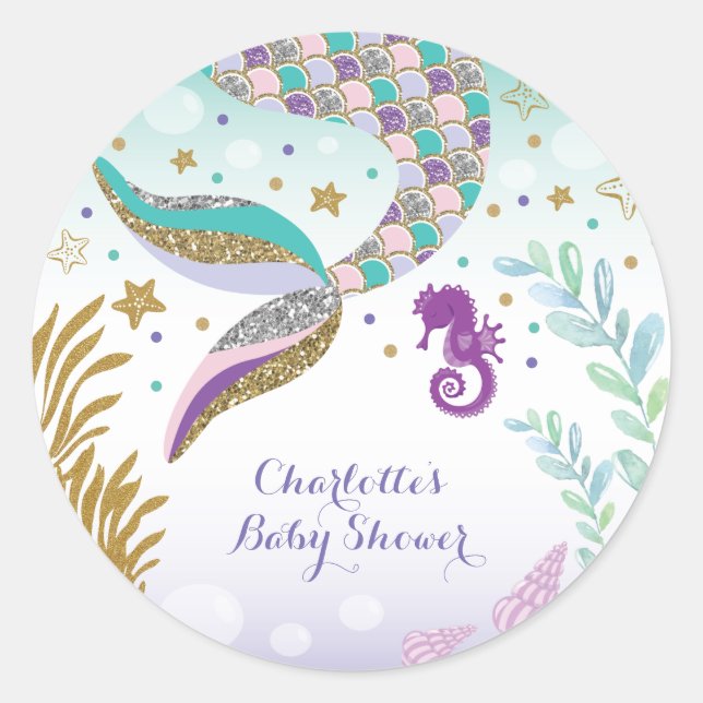 Adesivo Redondo Sereia sob o Partido da Piscina do Mar Obrigado St (Frente)