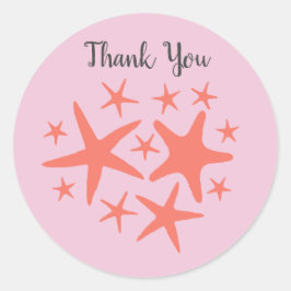 Adesivo Redondo Sereia Starfish Ocean Beach Party Stickers