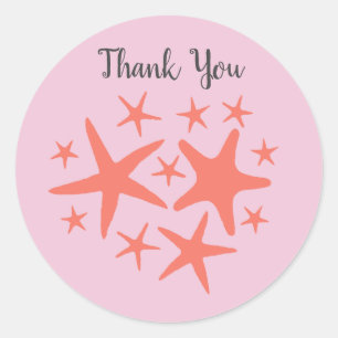 Adesivo Redondo Sereia Starfish Ocean Beach Party Stickers