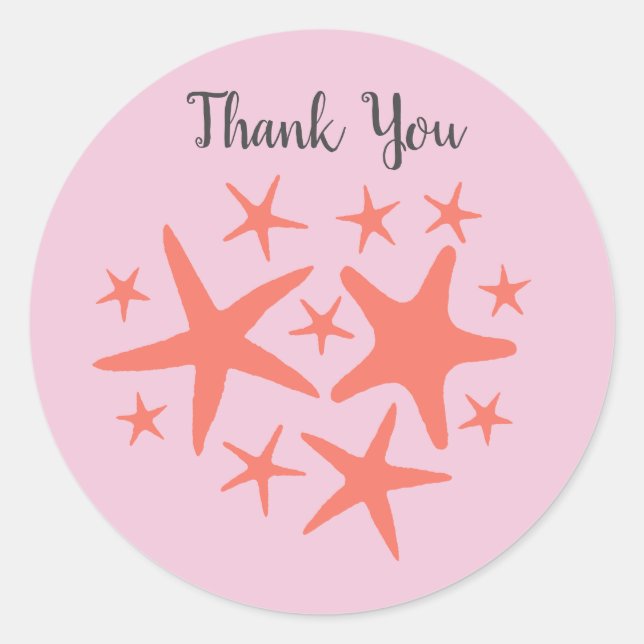 Adesivo Redondo Sereia Starfish Ocean Beach Party Stickers (Frente)