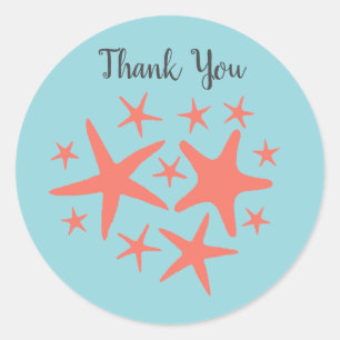 Adesivo Redondo Sereia Starfish Ocean Beach Party Stickers