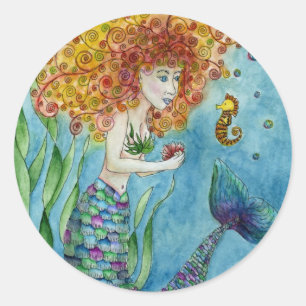 Adesivo Redondo Sereia - Vinheta Seacavalo