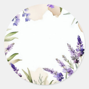Adesivo Redondo Serene Blooms Lavanda de Aquarela