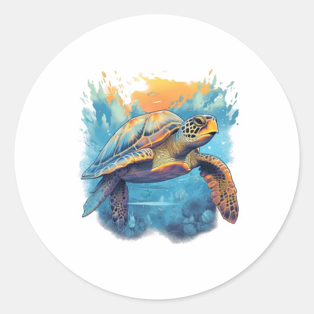 Adesivo Redondo Serene Underwater Turtle Copy (Frente)