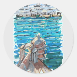 Adesivo Redondo Serene Waterscape em San Juan de Ulua, Veracruz