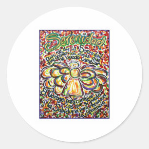 Adesivo Redondo Serenity Prayer Angel (Texto Espanhol)