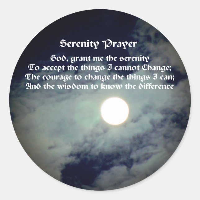 Adesivo Redondo Serenity Prayer Full Moon Inspiration (Frente)