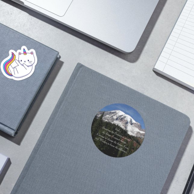 Adesivo Redondo Serenity Prayer Mount Rainier Photo (In Situ)