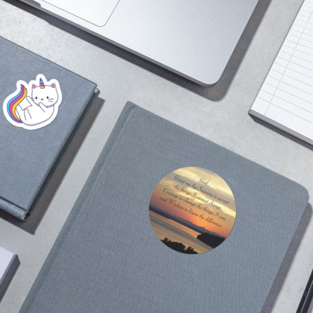 Adesivo Redondo Serenity Prayer Orange Seascape Sunset (In Situ)