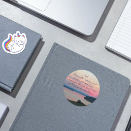 Adesivo Redondo Serenity Prayer Pink Seascape Foto Sunset