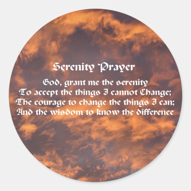 Adesivo Redondo Serenity Prayer Sky Clouds Inspiração (Frente)