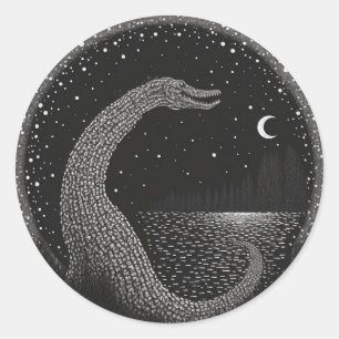 Adesivo Redondo Série Cryptid de Monstros de Meia-Viagem