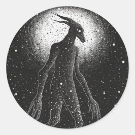 Adesivo Redondo Série Cryptid de Monstros de Meia-Viagem