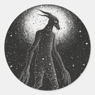 Adesivo Redondo Série Cryptid de Monstros de Meia-Viagem