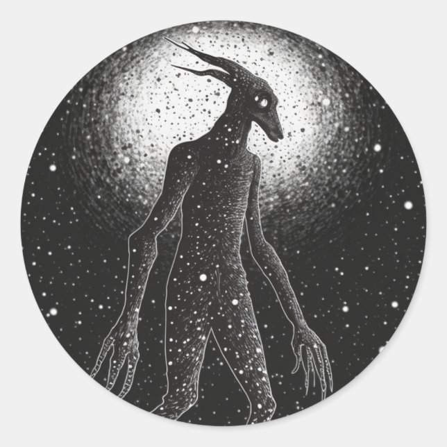 Adesivo Redondo Série Cryptid de Monstros de Meia-Viagem (Frente)