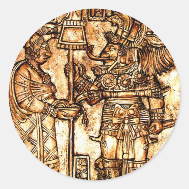 Adesivo Redondo Série de Fotografias Mayan Carvings #1 (Frente)