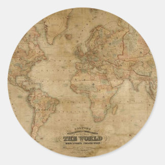 Adesivo Redondo Série de Mapa Antiquado