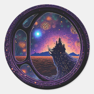 Adesivo Redondo Série Porthole de Monstros de Meia-Viagem